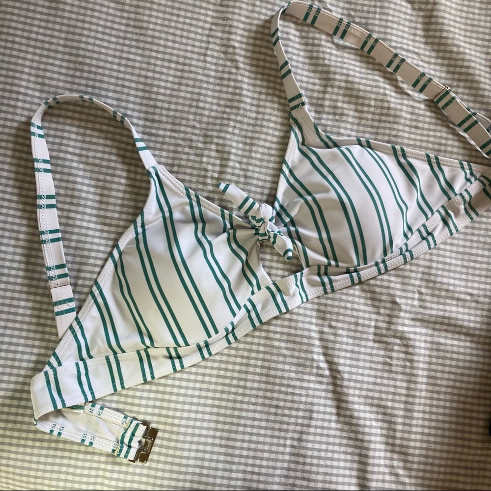 High-waist bottom striped bikini set